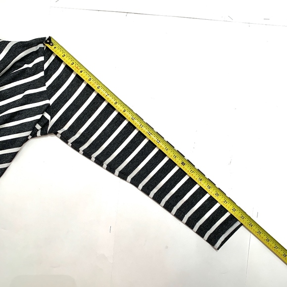 Grey and White Striped Cardigan w/ Button - Picture 4 of 4